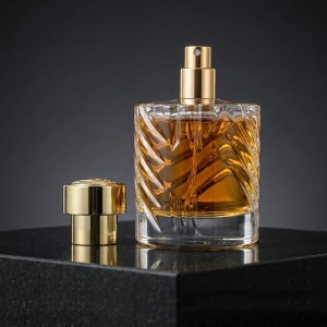 50ml 100ml Clear Embossed Glass Perfume Bottle with Gold/Silver Metal Cap | Luxury Fragrance Packaging