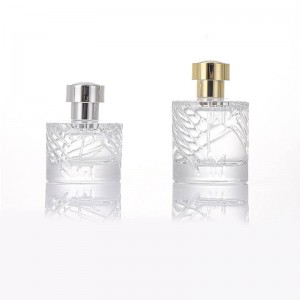 50ml 100ml Clear Embossed Glass Perfume Bottle with Gold/Silver Metal Cap | Luxury Fragrance Packaging