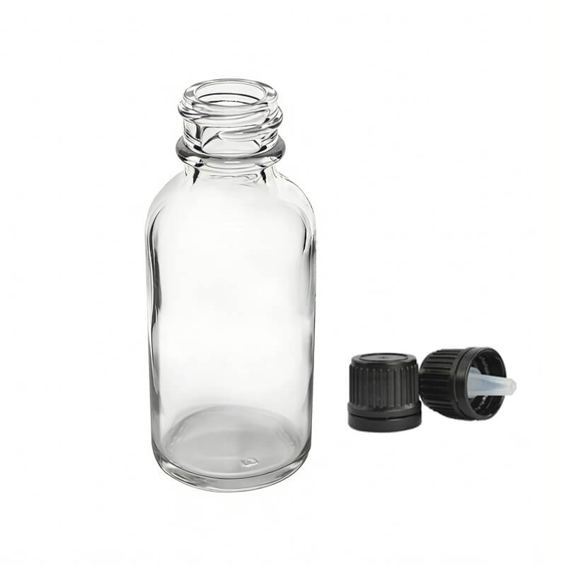 Clear Essential Oil Bottle with Plastic Dropper Lid (2)