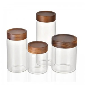 8oz Glass Jar for Coffee with Wooden Lid | Wholesale Glass Storage Jar
