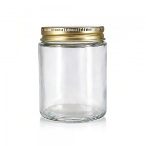 Clear Straight-Sided Glass Jars – 5 oz (Gold Metal Lid)