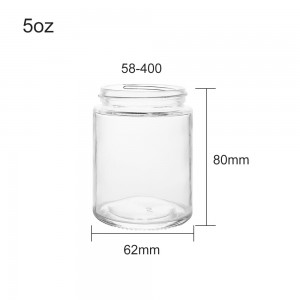 Clear Straight-Sided Glass Jars – 5 oz (Gold Metal Lid)