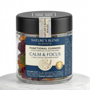 3.5g Labelled Premium Dark Green Gummy Glass Jar with Black Childproof Lid