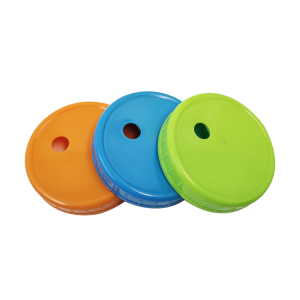 Colorful 70mm and 86mm Plastic Mason Jar with Hole for Drinking