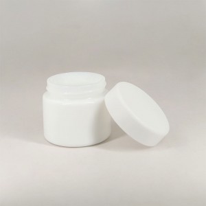 Custom 2oz Opal White Glass Jar with Childproof Lid