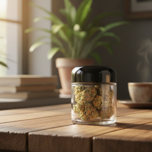 3 oz Clear Cannabis Glass Jar with Dome Child Resistant Lid