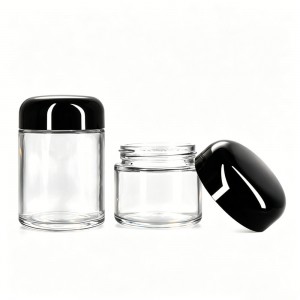 3.5g (2oz) Child Resistant Glass CBD Gummy Jar with CRC Lid – Airtight, Smell Proof Edible Storage Container for Cannabis Packaging