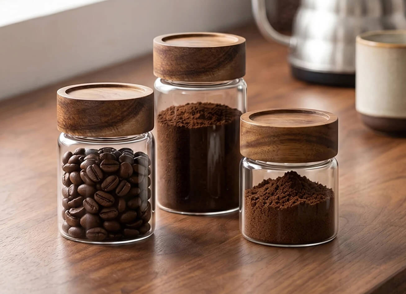 8oz Glass Jar for Coffee with Wooden Lid | Wholesale Glass Storage Jar Featured Image