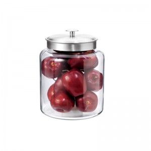 2 gallon Glass flour Jars with Fresh Sealed Brushed Metal Lids