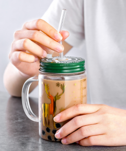 16OZ Borosilicate Glass Mason Jar with Handle for Drinking