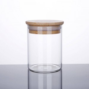Small 6OZ Glass Spice Jar with Bamboo Lid – Airtight Food Storage Container for Herbs & Kitchen Use