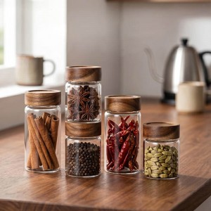 8oz Glass Jar for Coffee with Wooden Lid | Wholesale Glass Storage Jar