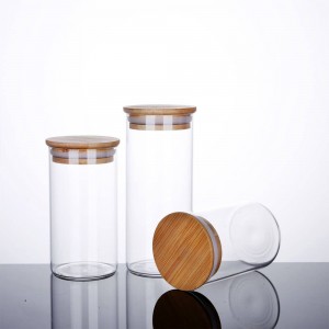 Small 6OZ Glass Spice Jar with Bamboo Lid – Airtight Food Storage Container for Herbs & Kitchen Use