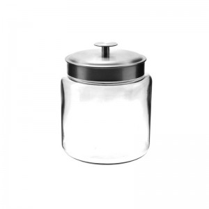 2 gallon Glass flour Jars with Fresh Sealed Brushed Metal Lids
