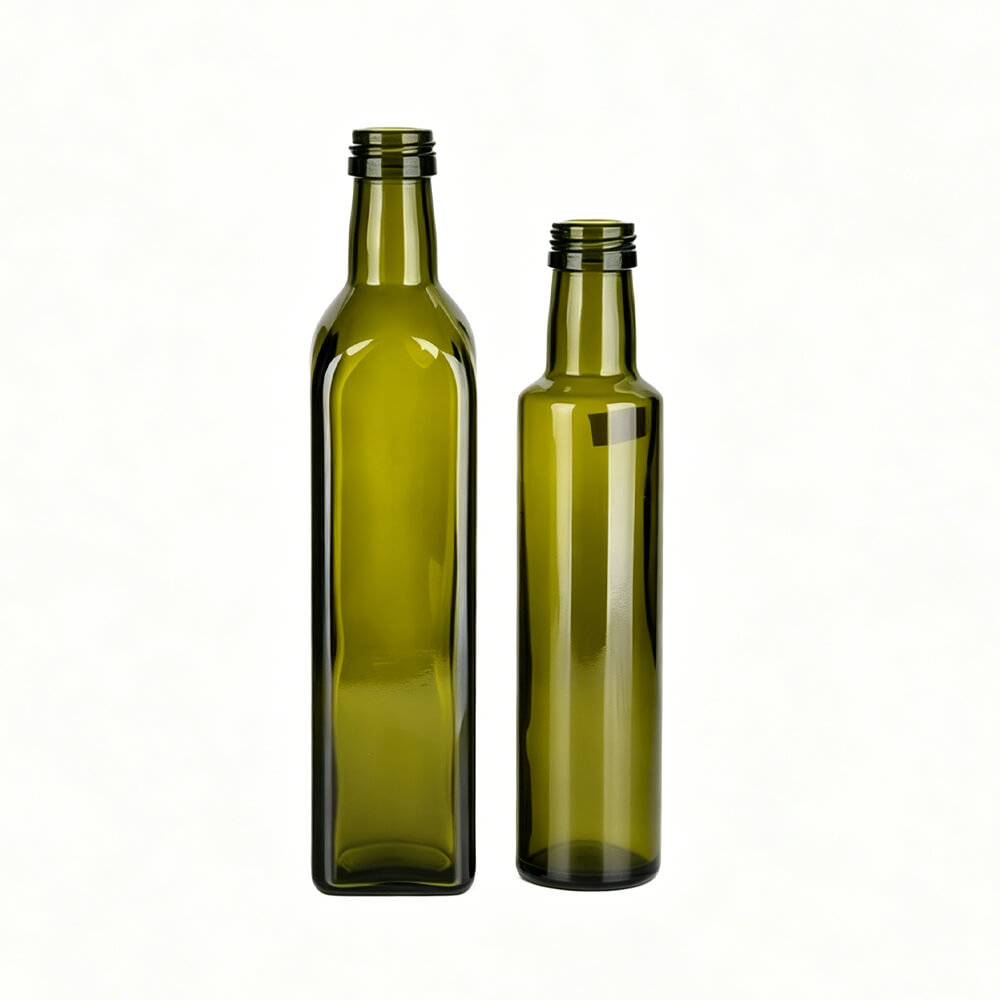 Green Glass Olive Oil Bottle