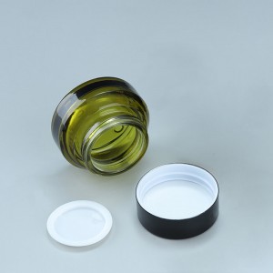 15g/30g/50g Olive Green Glass Cosmetic Container for Skincare