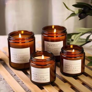 4oz 6oz 8oz 12oz Amber Straight-Sided Glass Candle Jars with Lid Wholesale Candle Containers for Luxury & Custom Candle Packaging
