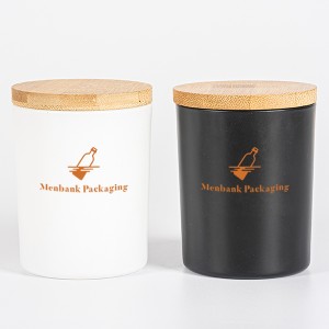 Scented 8OZ 9OZ Matte Black and White Glass Candle Jar with Bamboo Lid