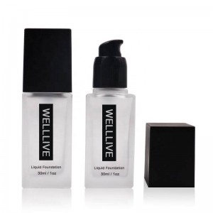 15ml-100ml Thick Bottom Frosted Square Glass Foundation Bottle with Pump | Luxury Matte Glass Cosmetic Packaging for Makeup & Skincare Brands