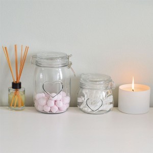 Heart Design 500ml Clip Top Glass Storage Preserving Jars