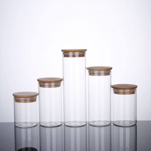 Small 6OZ Glass Spice Jar with Bamboo Lid – Airtight Food Storage Container for Herbs & Kitchen Use