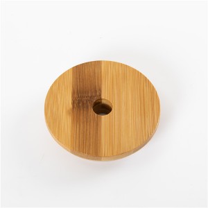 86mm Bamboo Mason Jar with Straw Hole for Boba Tea