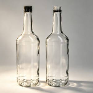 32OZ Clear Long Neck Glass Liquor Mixer Bottle with Tamper Evident Cap