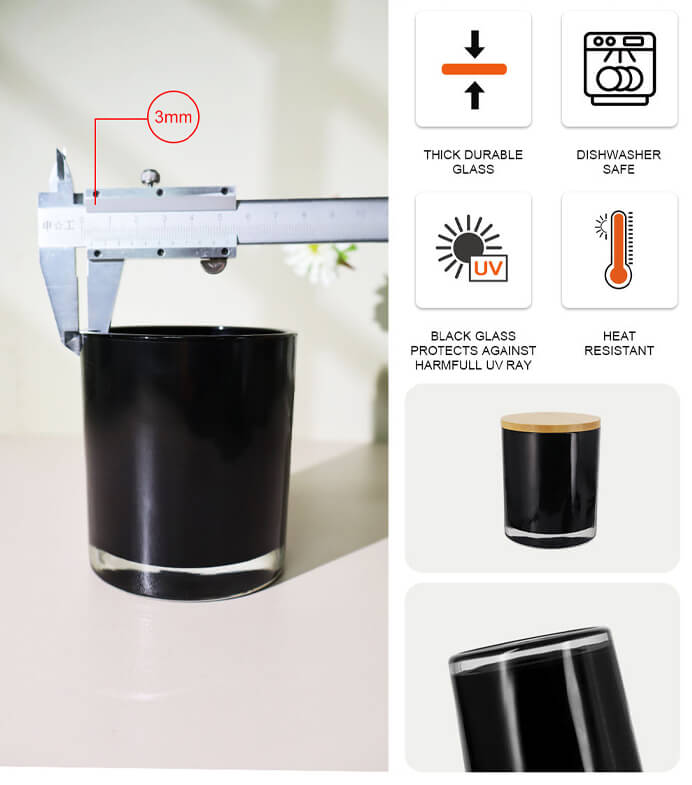 Luxury Black Glass Candle Jars with Lid (1)