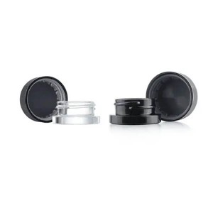 MBK Marijuana Jar Glass 5ml with Ribbed Black Lid Chid Resistant