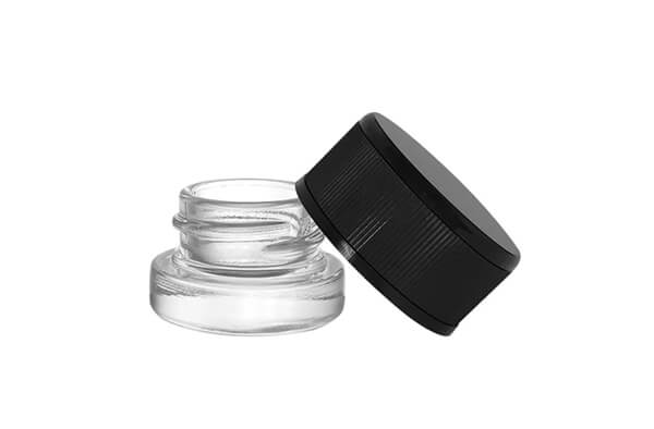 Marijuana Jar Glass 5ml with Ribbed Black Lid Chid Resistant (3)