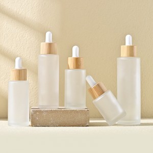 30ml 40ml 50ml 60ml 80ml 100ml 120ml Matte Frosted Glass Dropper Bottles with Bamboo Lid or Plastic Cap | Custom Essential Oil & Skincare Packaging