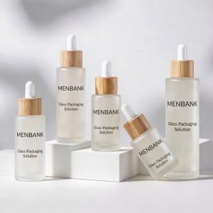 30ml 40ml 50ml 60ml 80ml 100ml 120ml Matte Frosted Glass Dropper Bottles with Bamboo Lid or Plastic Cap | Custom Essential Oil & Skincare Packaging
