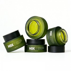 50g Luxury Matte Frosted Green Glass Cream Jar with Lid | Custom Cosmetic Packaging for Skincare Brands