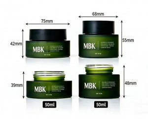 50g Luxury Matte Frosted Green Glass Cream Jar with Lid | Custom Cosmetic Packaging for Skincare Brands