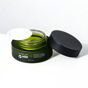 50g Luxury Matte Frosted Green Glass Cream Jar with Lid | Custom Cosmetic Packaging for Skincare Brands