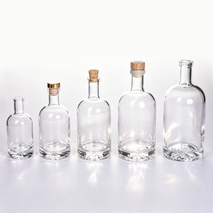 750ml Clear Round Nordic Glass Gin Bottle with Thick Bottom – High Polymer Stopper & Screw Lid – Premium Spirit Bottle for Liquor Packaging