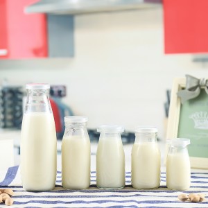 250ml 500ml 1000ml Round Flint Glass Milk Bottle with Lid