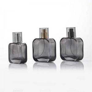 30ml 50ml 100ml Gray Flat Square Perfume Bottle with Box | Anti-Slip Glass Fragrance Packaging Supplier