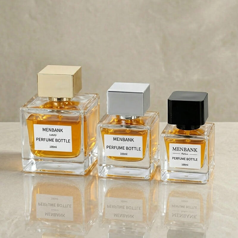 30ml 50ml 100ml Square Fragrance Bottle with Sprayer & Cap