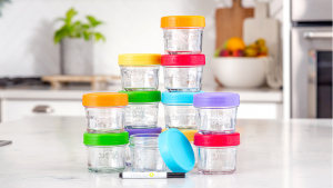 4OZ 100ml Baby Food Glass Jar with Multi-Color Lid