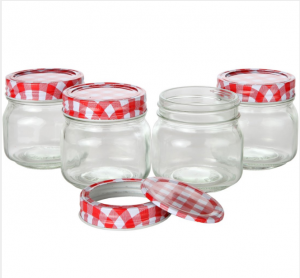 8OZ Square Glass Mason Jar for coffee with 2pcs Metal Lid