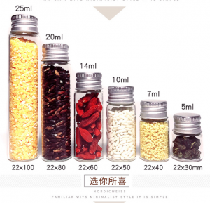 Glass Tube Bottle with Metal Lid for Candy Seeds