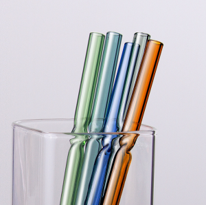 Colorful Reusable Straight Bent Glass Drinking Straw