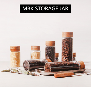 Glass Tube Bottle for Coffee Beans with Screw Bamboo Lid