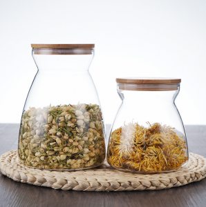 1000ml Glass Kitchen Storage Jar Canister with Bamboo Lid