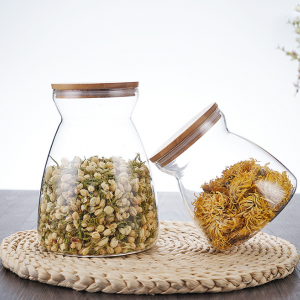 1000ml Glass Kitchen Storage Jar Canister with Bamboo Lid