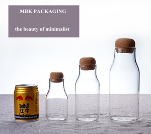 Custom Borosilicate Glass Food Storage jar Container with Cork