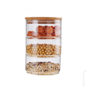 3 Tier Stacking Apothecary Jars Round Glass Candy and Cookie Dishes Container
