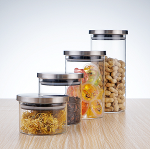 Multi Size Borosilicate Glass Jar with Stainless Steel Lid