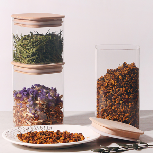 New Design 1000ml Square Borosilicate Glass Jar with Bamboo Lid